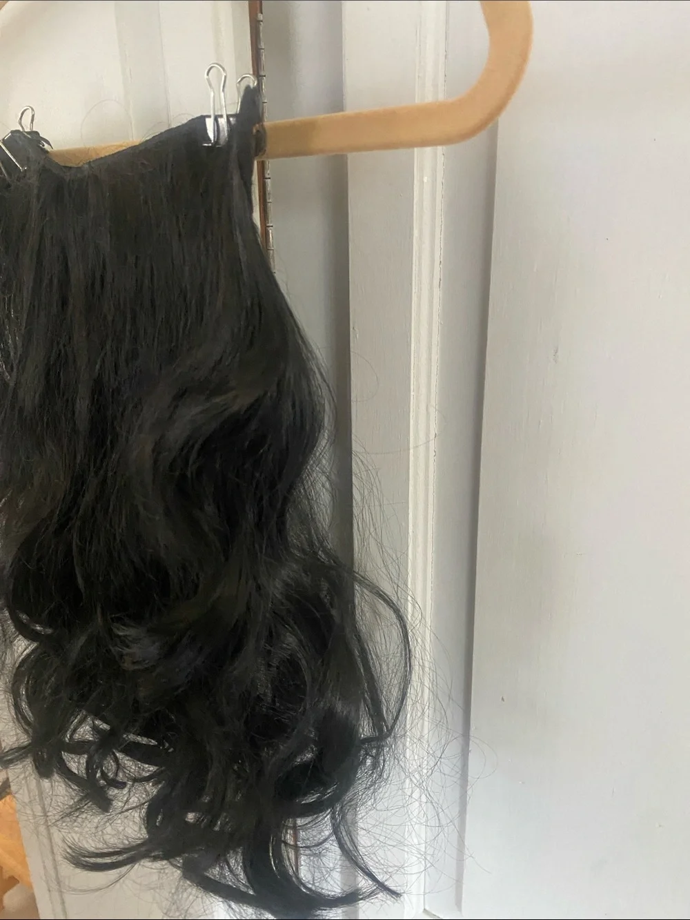 16 inch Black One Piece Clip-In Hair Extension Wavy High Quality natural